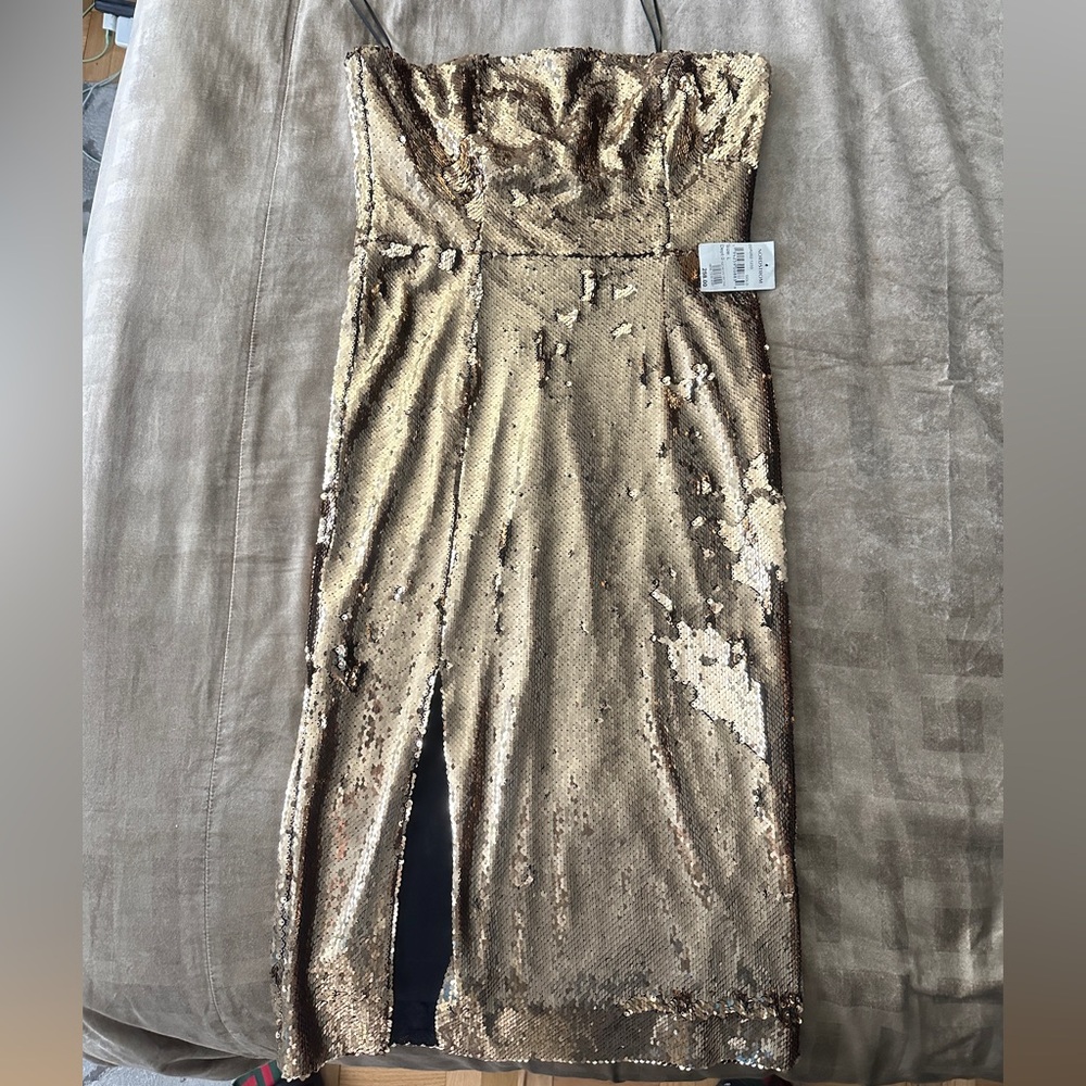 Nordstrom Strapless Gold Sequin Dress